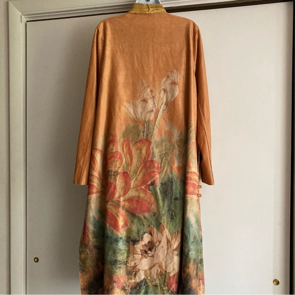 Soft Surroundings Orofino Faux Suede Open Front Watercolor Duster Jacket, Sz L - Picture 13 of 16